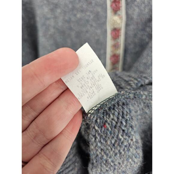 Alps Womens Sz XL Cardihan Sweater Wool Blend Gray Blue Knit Vintage - Picture 4 of 5